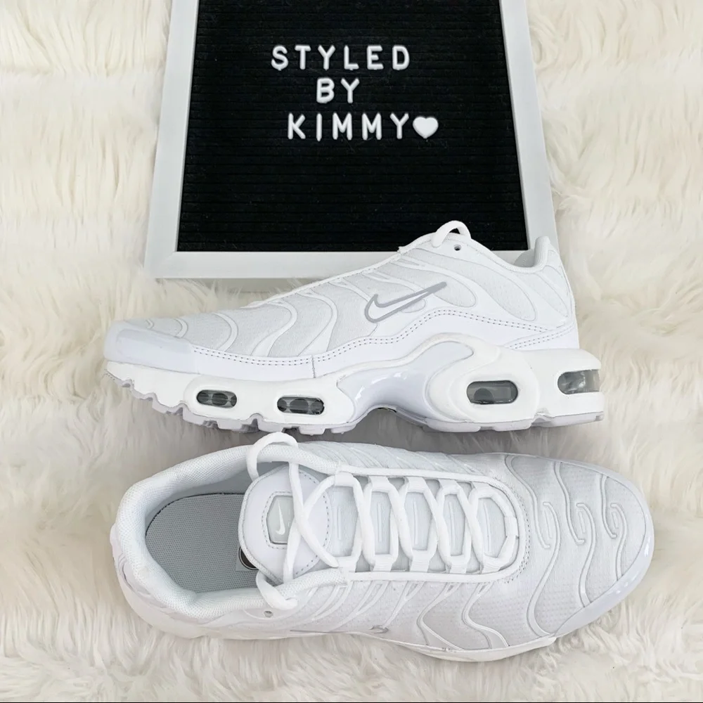 NIKE AIR MAX PLUS White Sneakers Shoes new - Picture 5 of 7